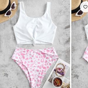 ZAFUL Knot Animal Print Tankini Swimsuit